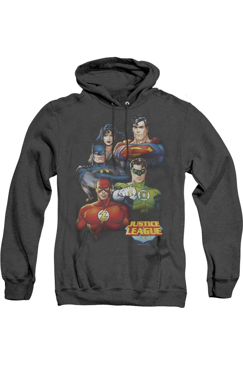 Justice League of America Group Portrait Adult Heather Hoodie / Hooded Sweatshirt