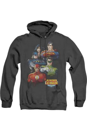 Justice League of America Group Portrait Adult Heather Hoodie / Hooded Sweatshirt
