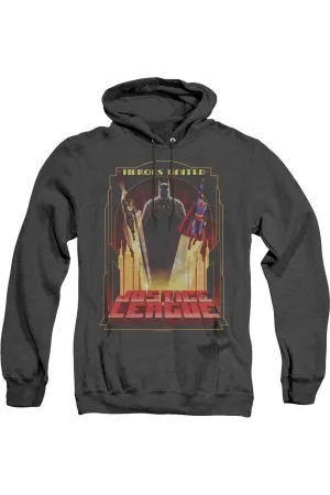 Justice League of America Heroes United Adult Heather Hoodie / Hooded Sweatshirt