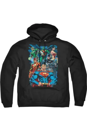 Justice League of America Justice Is Served Adult Pull Over Hoodie / Hooded Sweatshirt