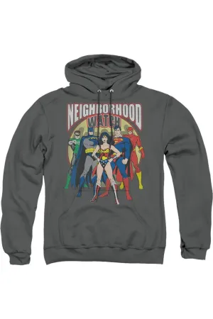 Justice League of America Neighborhood Watch Adult Pull Over Hoodie / Hooded Sweatshirt
