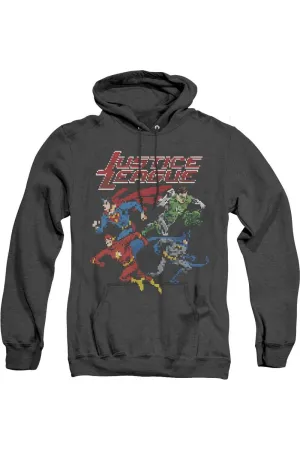 Justice League of America Pixel League Adult Heather Hoodie / Hooded Sweatshirt