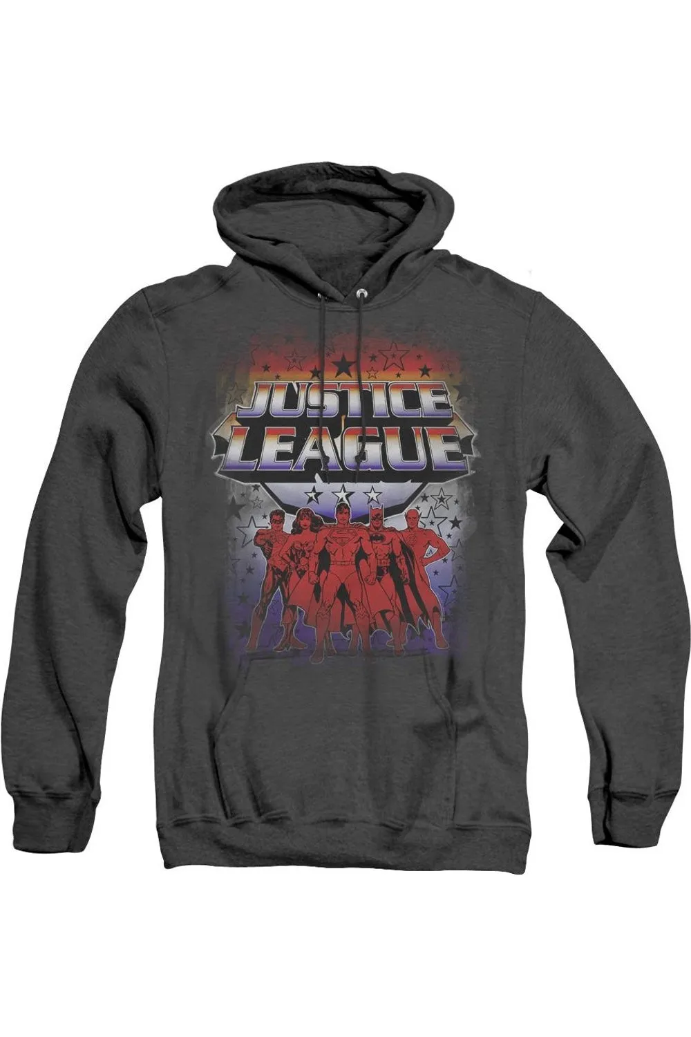 Justice League of America Star League Adult Heather Hoodie / Hooded Sweatshirt