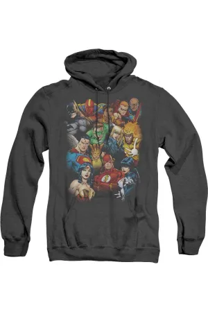 Justice League of America The Leagues All Here Adult Heather Hoodie / Hooded Sweatshirt