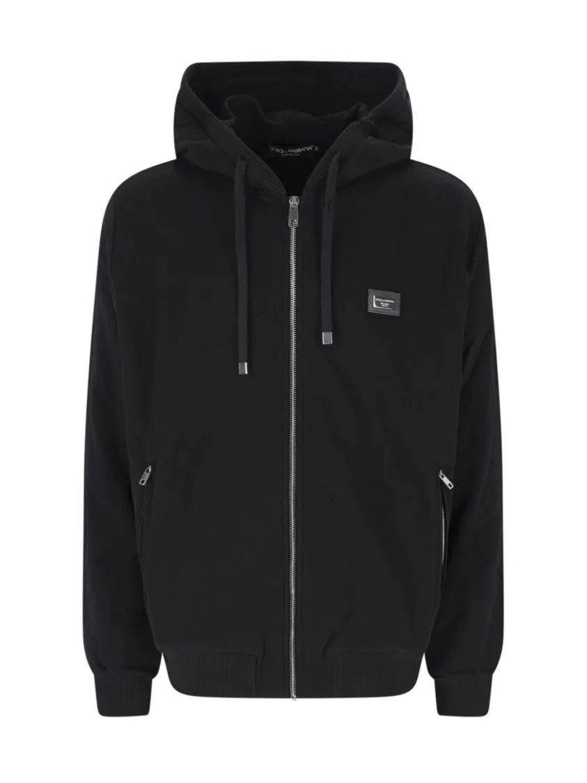 Logo Zip Hoodie  Black