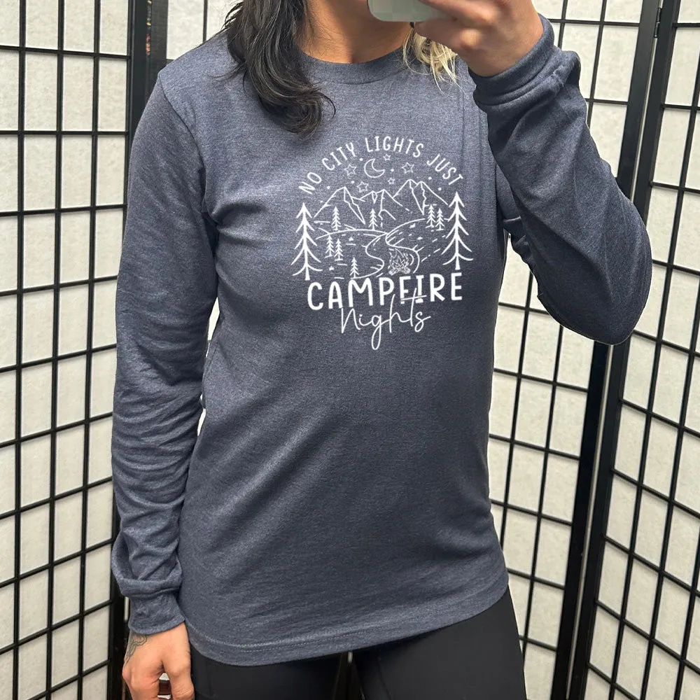 Long Sleeve Tee | No City Lights Just Campfire Nights