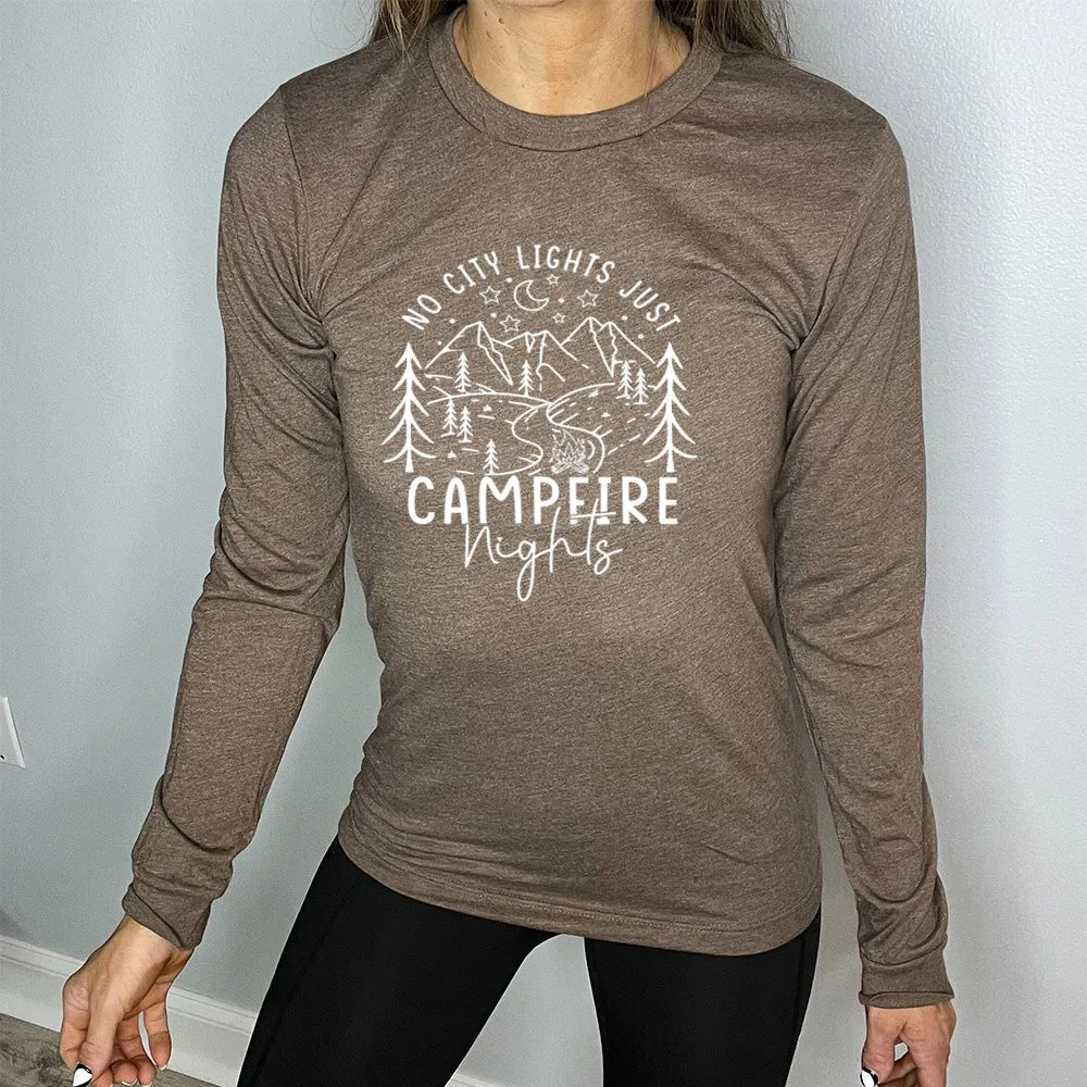 Long Sleeve Tee | No City Lights Just Campfire Nights