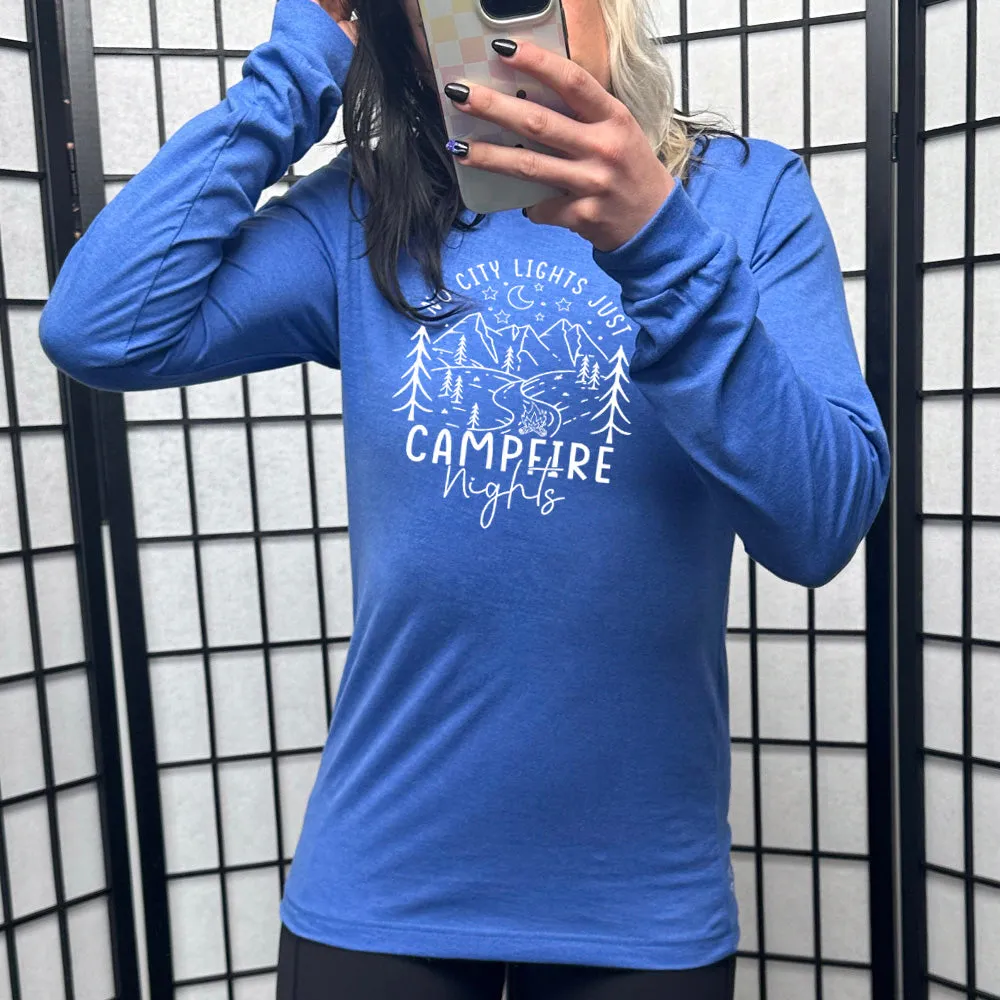 Long Sleeve Tee | No City Lights Just Campfire Nights