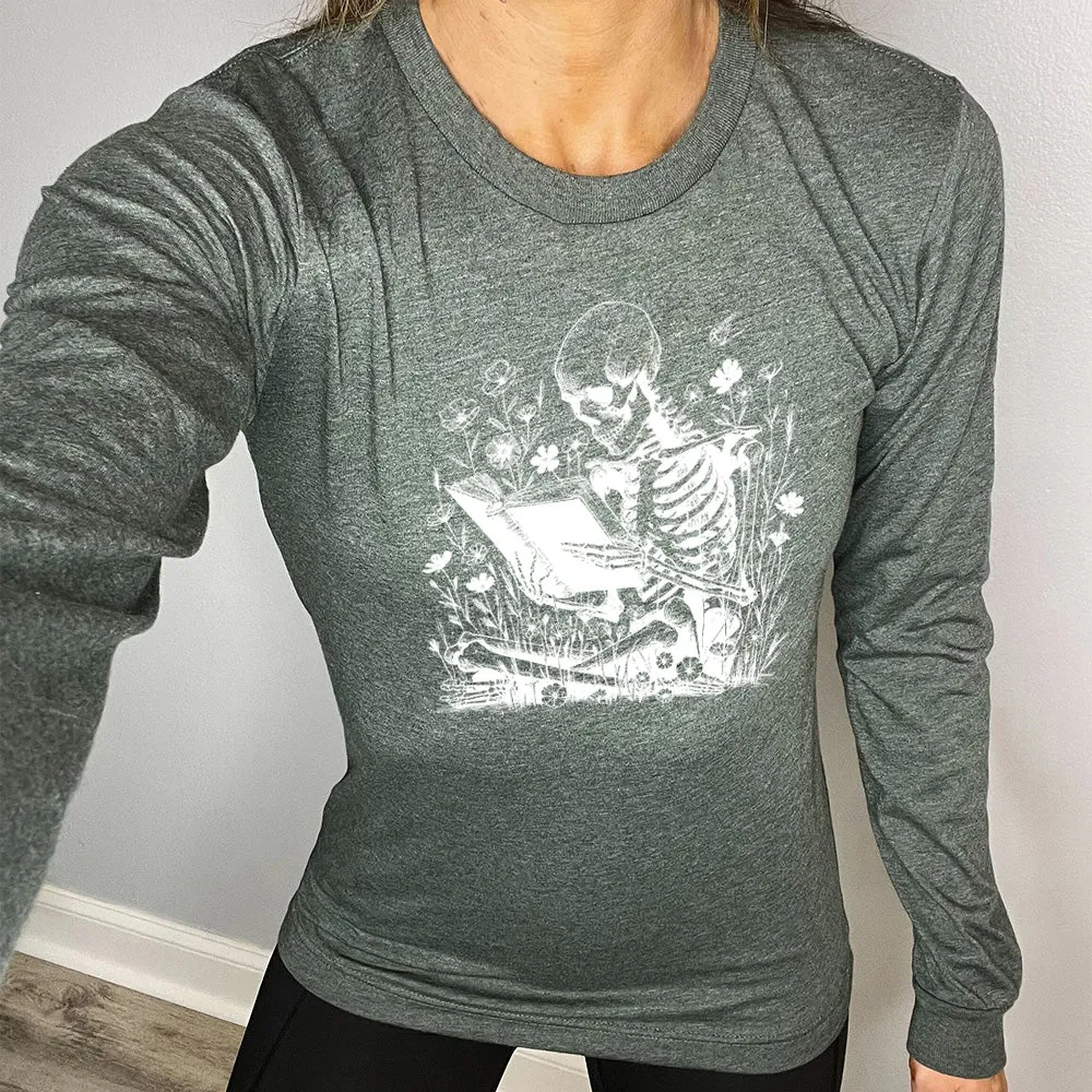 Long Sleeve Tee | Skeleton Reading