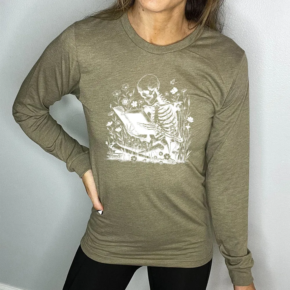 Long Sleeve Tee | Skeleton Reading