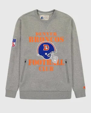 Men's Denver Broncos Crew Neck Sweatshirt With Zip Pockets In Heather Grey