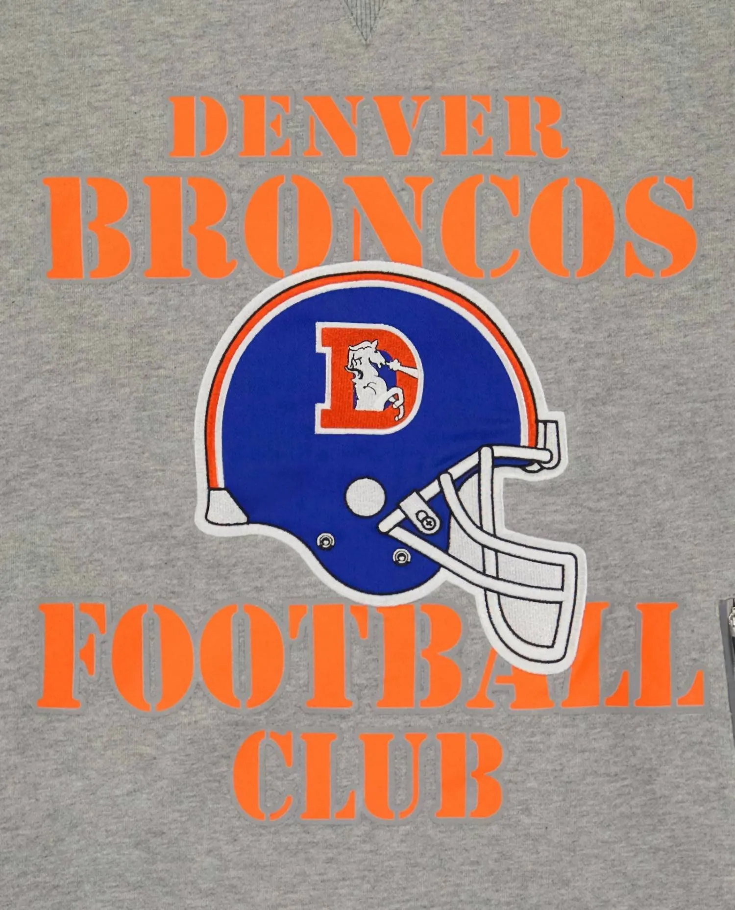 Men's Denver Broncos Crew Neck Sweatshirt With Zip Pockets In Heather Grey