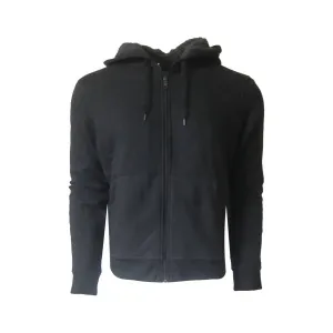 Men's Zip Fleece With Sherpa Hoodie In Black