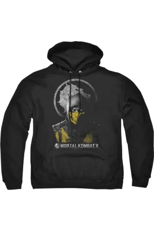 Mortal Kombat X Scorpion Bust Adult Pull Over Hoodie / Hooded Sweatshirt