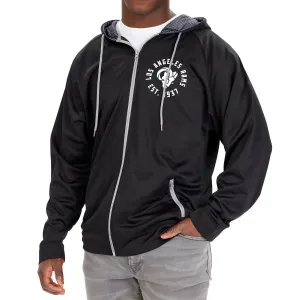 Nfl Los Angeles Rams Full Zip Hoodie In Solid Black