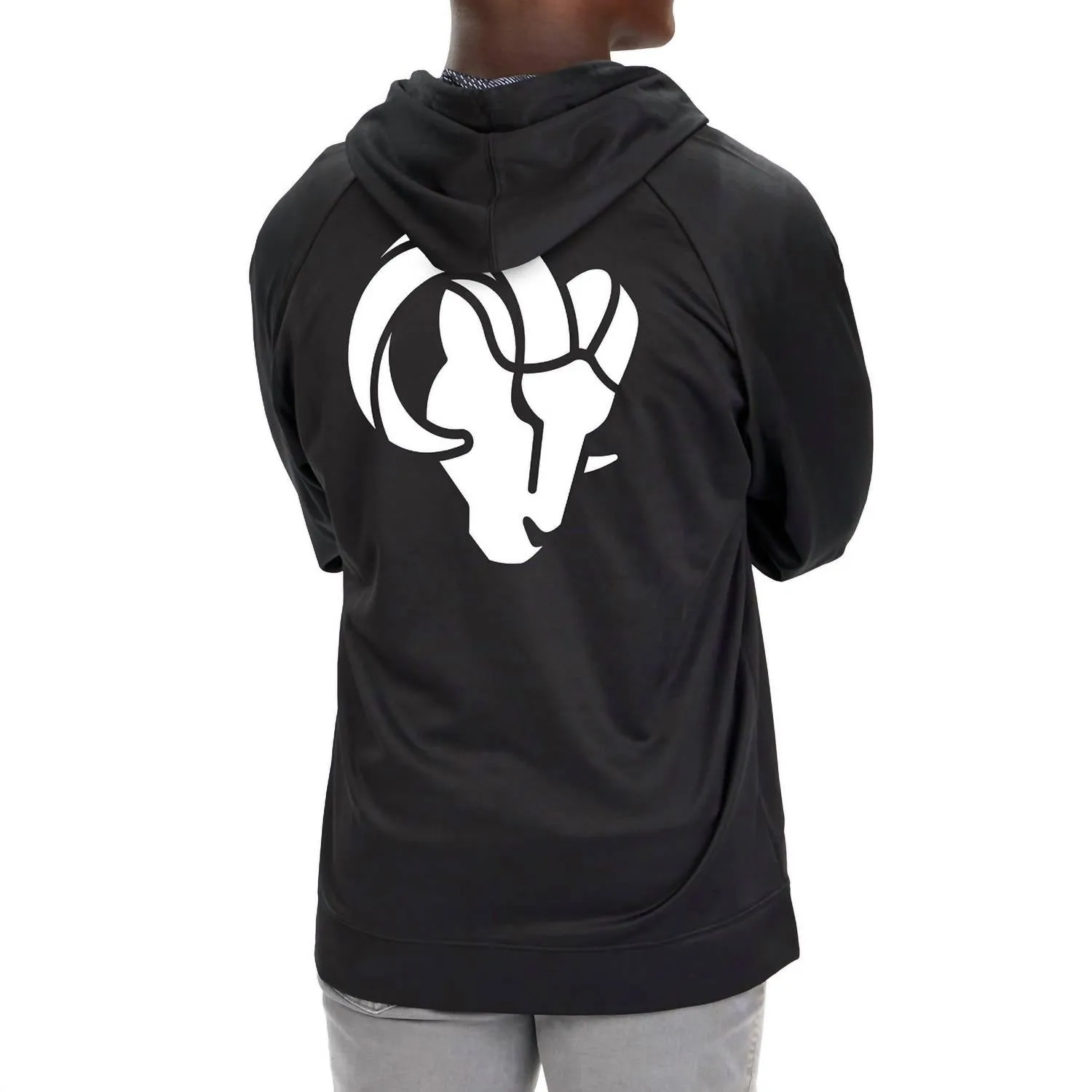 Nfl Los Angeles Rams Full Zip Hoodie In Solid Black