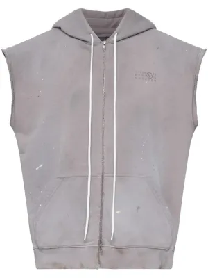 Numbers-Motif Hoodie With Artistic Paint Splatter Detail