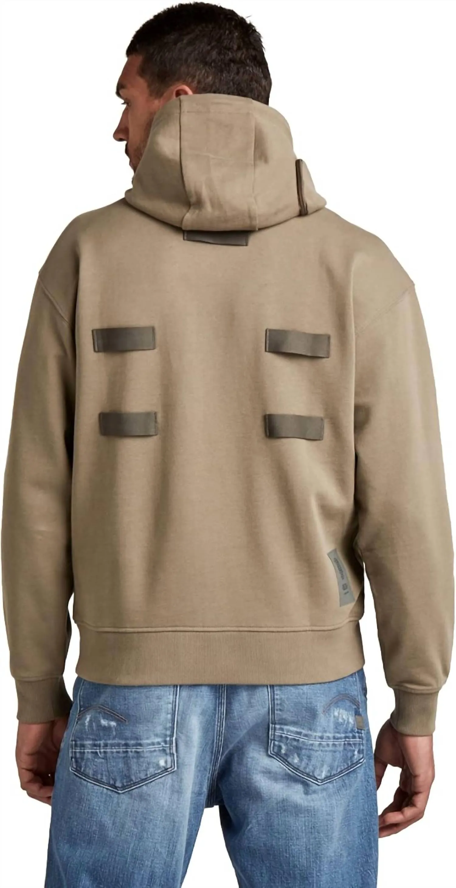 Pocket Detail Loose Hooded Sweater In Cavalry