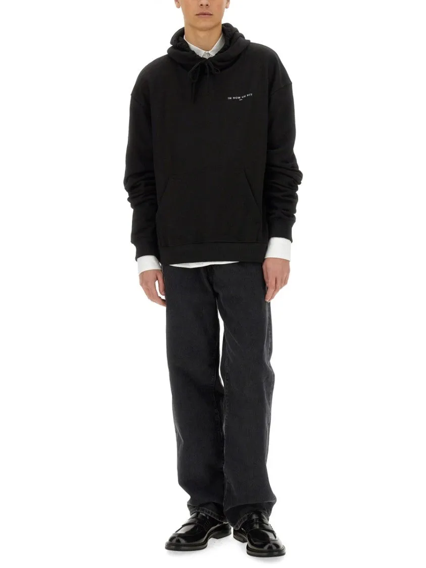 Relaxed Fit Black Hoodie With Graphic Design