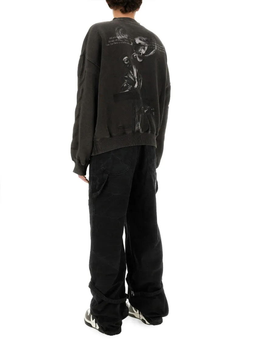 Relaxed Fit Sweatshirt With Subtle Logo And Graphic Print
