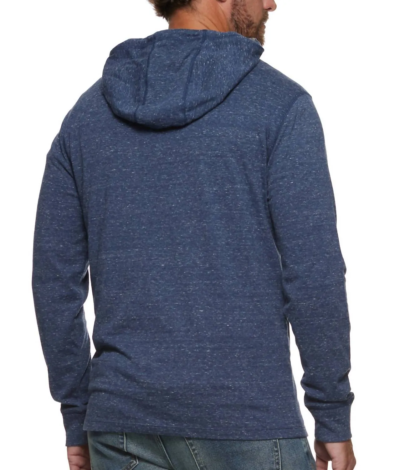 Rollin Snow Slub Hooded Henley In Navy Heather