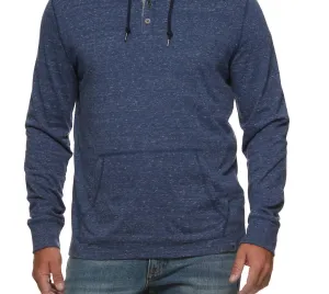 Rollin Snow Slub Hooded Henley In Navy Heather