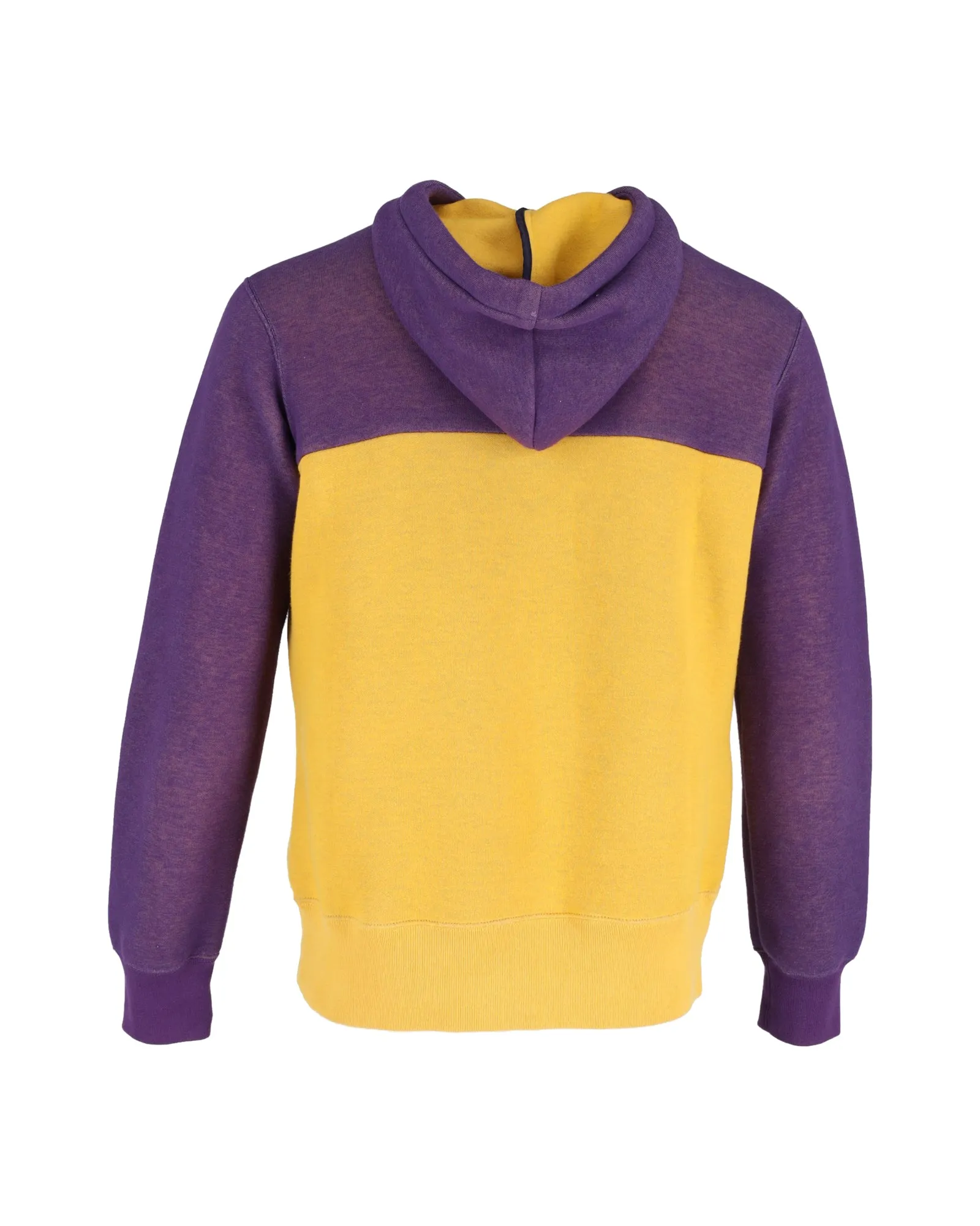 Sacai Colorblock Hooded Sweatshirt in Purple and Yellow Cotton