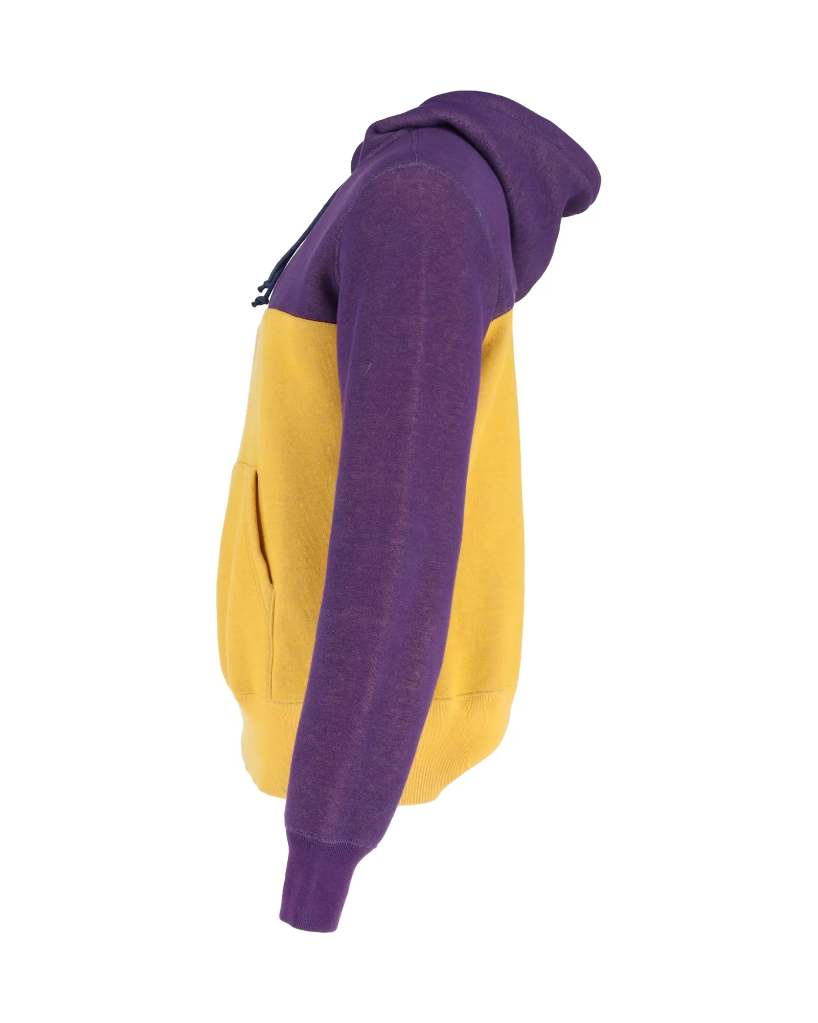 Sacai Colorblock Hooded Sweatshirt in Purple and Yellow Cotton