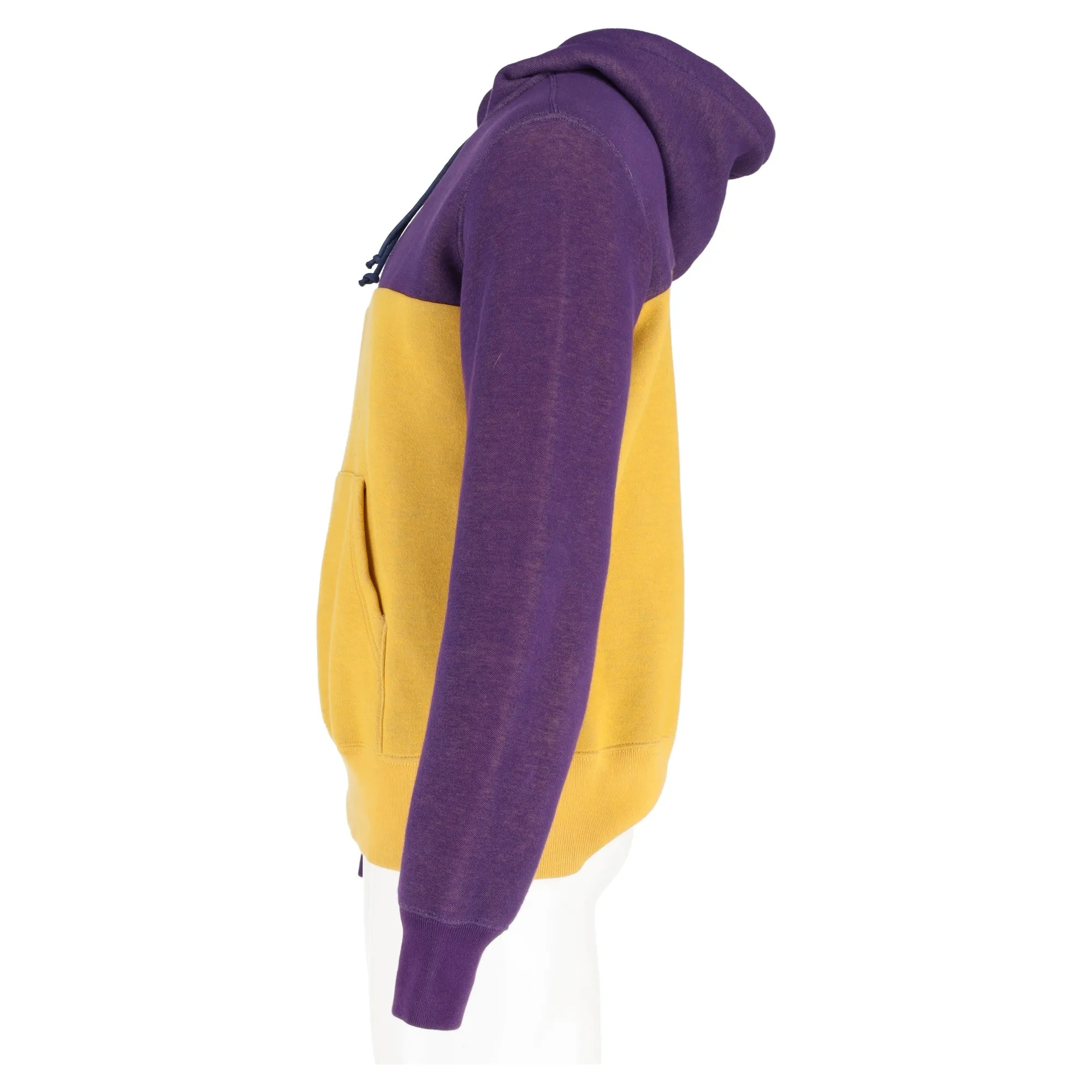 Sacai Colorblock Hooded Sweatshirt in Purple and Yellow Cotton