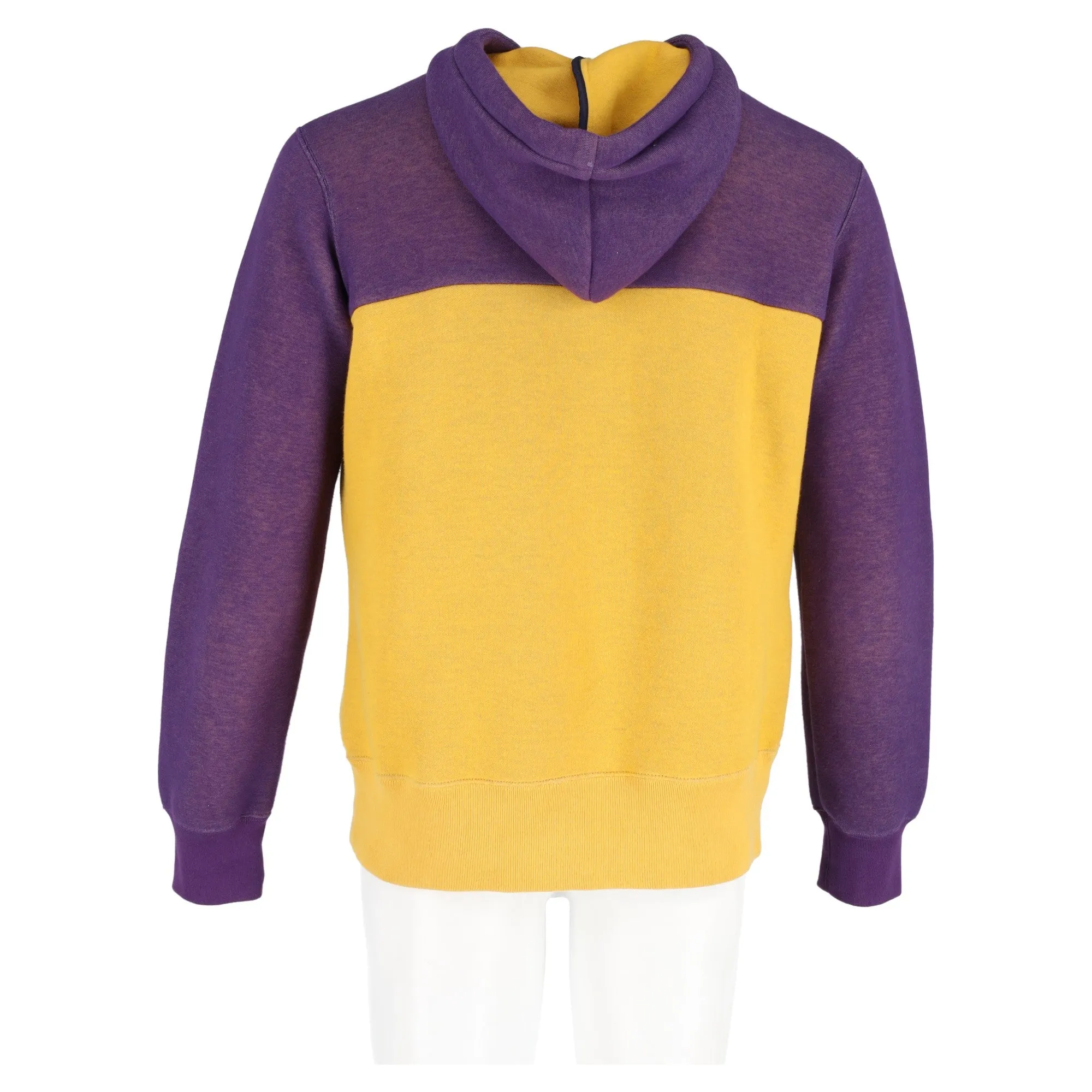 Sacai Colorblock Hooded Sweatshirt in Purple and Yellow Cotton