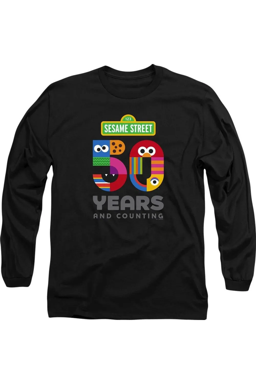 Sesame Street 50 Years Logo Long Sleeve Adult Tee / T-Shirt