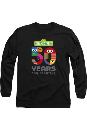 Sesame Street 50 Years Logo Long Sleeve Adult Tee / T-Shirt