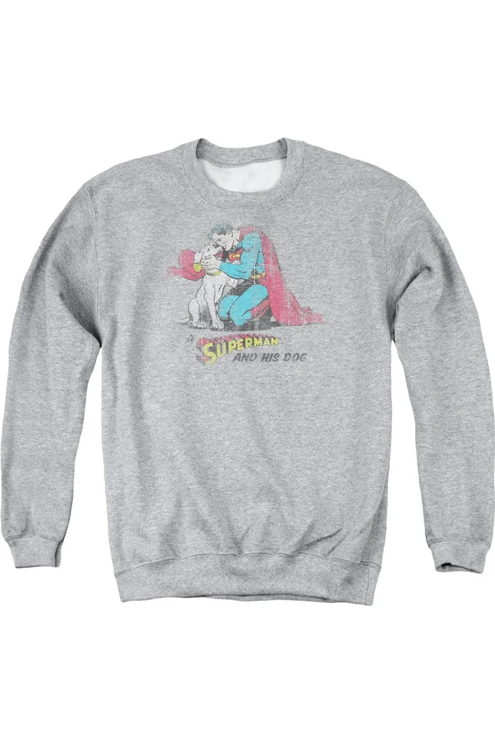 Superman And His Dog Adult Crewneck Sweatshirt