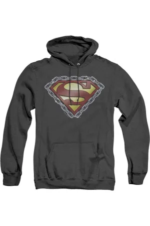 Superman Chained Shield Adult Heather Hoodie / Hooded Sweatshirt