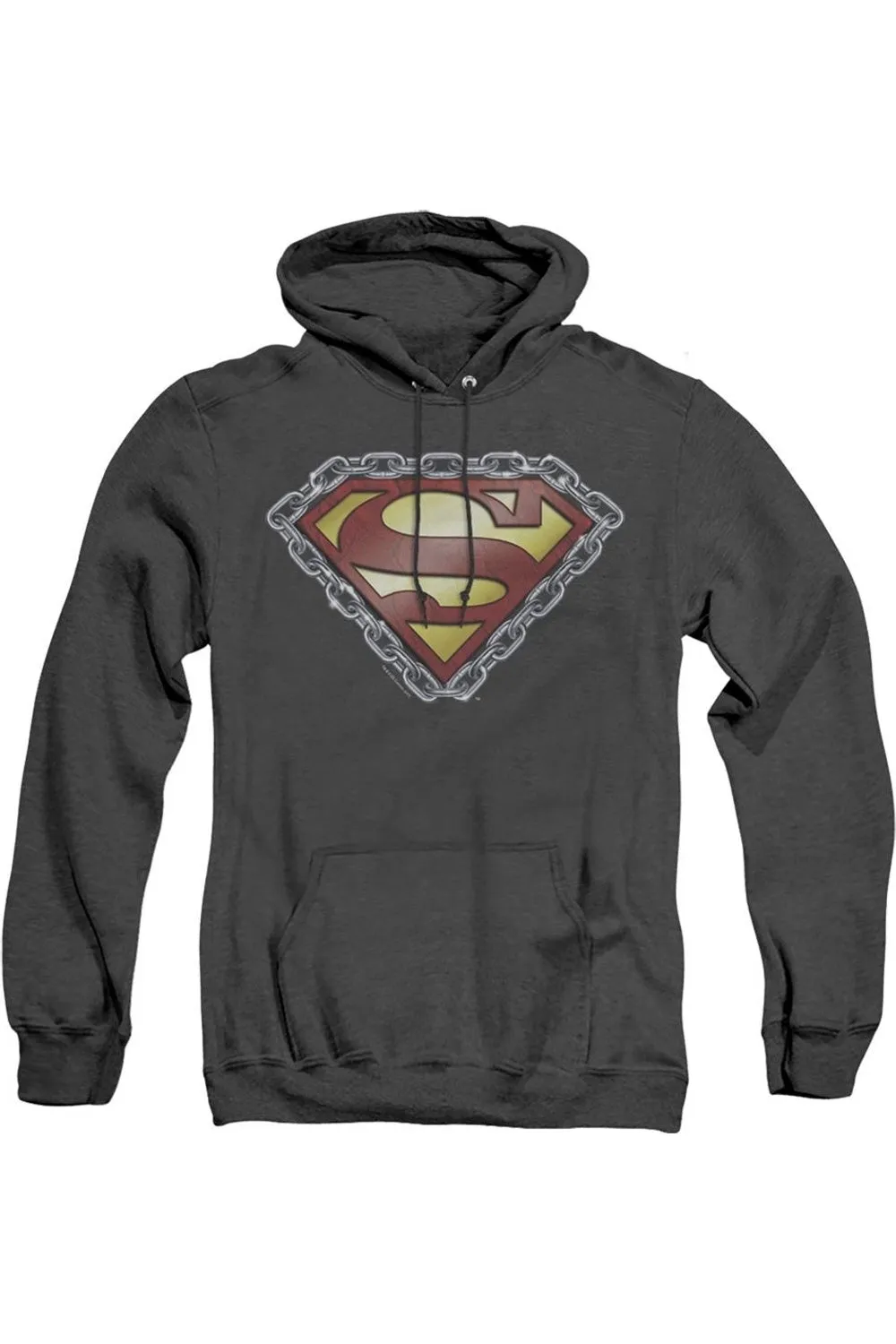 Superman Chained Shield Adult Heather Hoodie / Hooded Sweatshirt