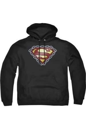 Superman Chained Shield Adult Pull Over Hoodie / Hooded Sweatshirt