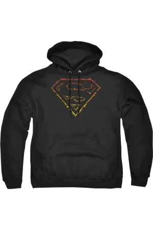 Superman Flame Outlined Logo Adult Pull Over Hoodie / Hooded Sweatshirt