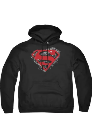Superman Hardcore Noir Shield Adult Pull Over Hoodie / Hooded Sweatshirt