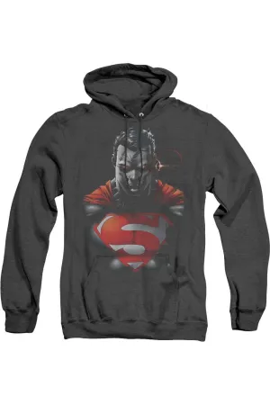 Superman Heat Vision Charged Adult Heather Hoodie / Hooded Sweatshirt