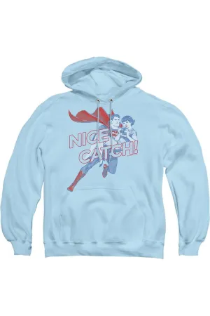 Superman Nice Catch Adult Pull Over Hoodie / Hooded Sweatshirt