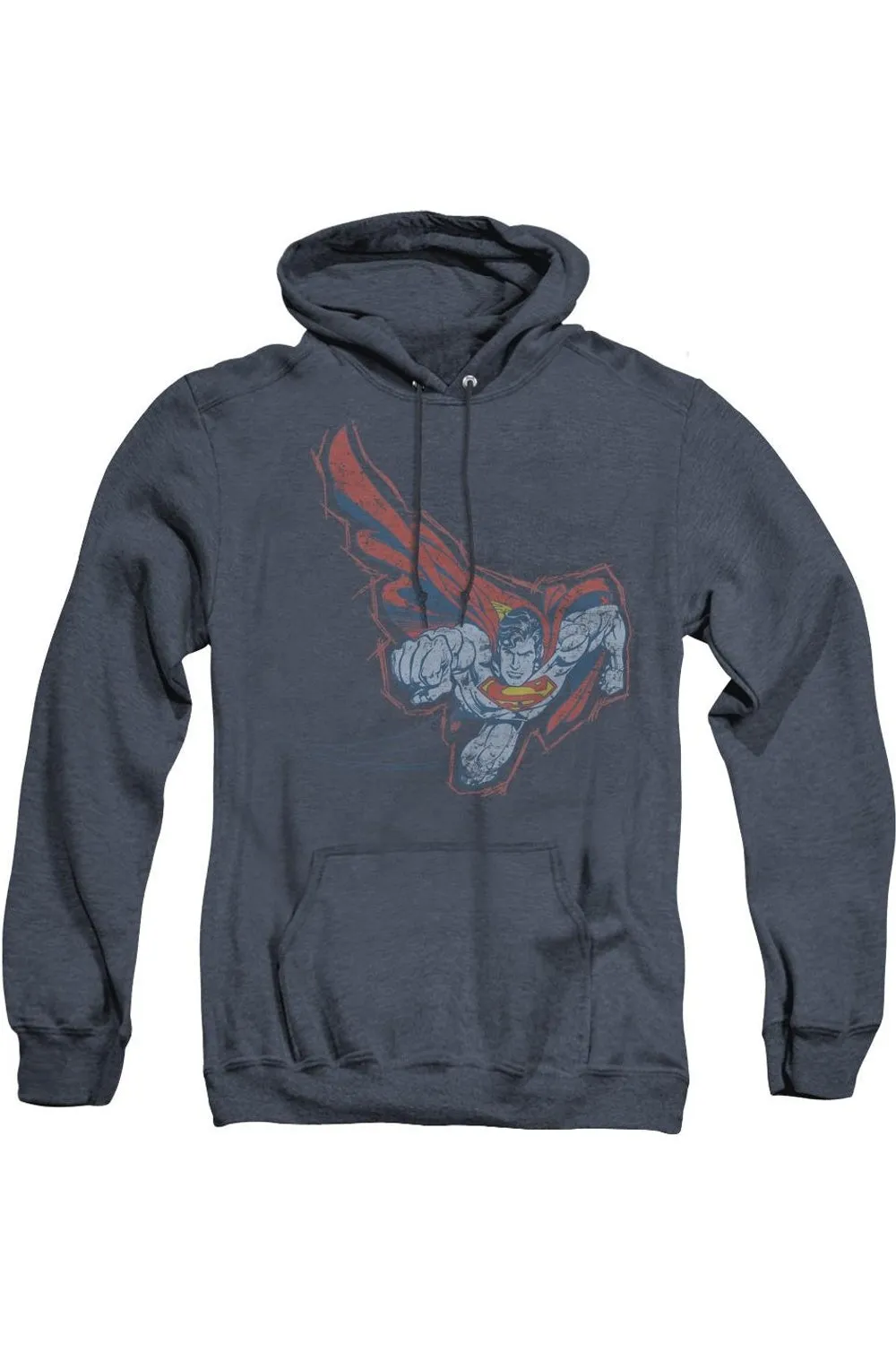 Superman Scribble & Soar Adult Heather Hoodie / Hooded Sweatshirt