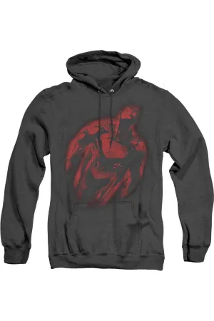 Superman Sprayed Supes Adult Heather Hoodie / Hooded Sweatshirt