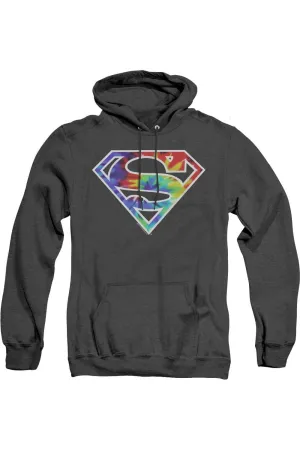 Superman Superman Tie Dye Logo Adult Heather Hoodie / Hooded Sweatshirt
