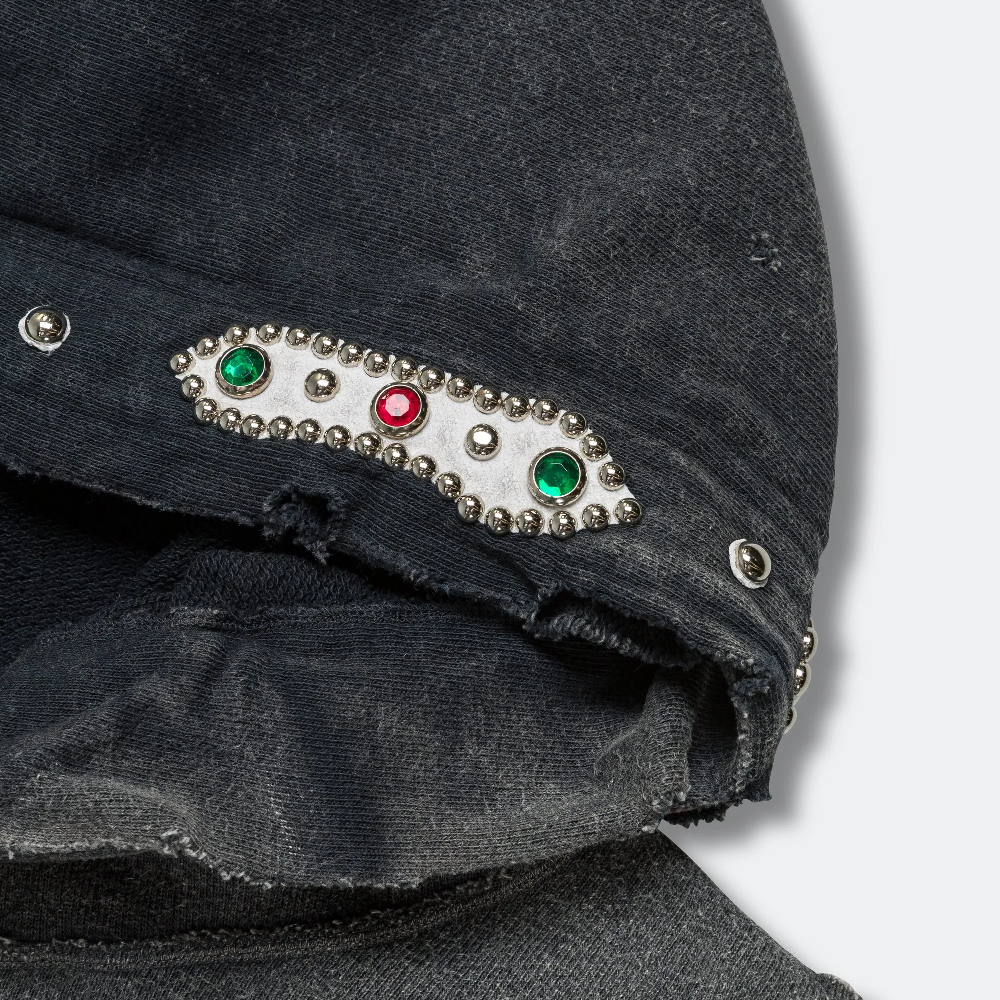 SWT Knit THRILLER Damaged DEVIL Hoodie (STUDS) - Black