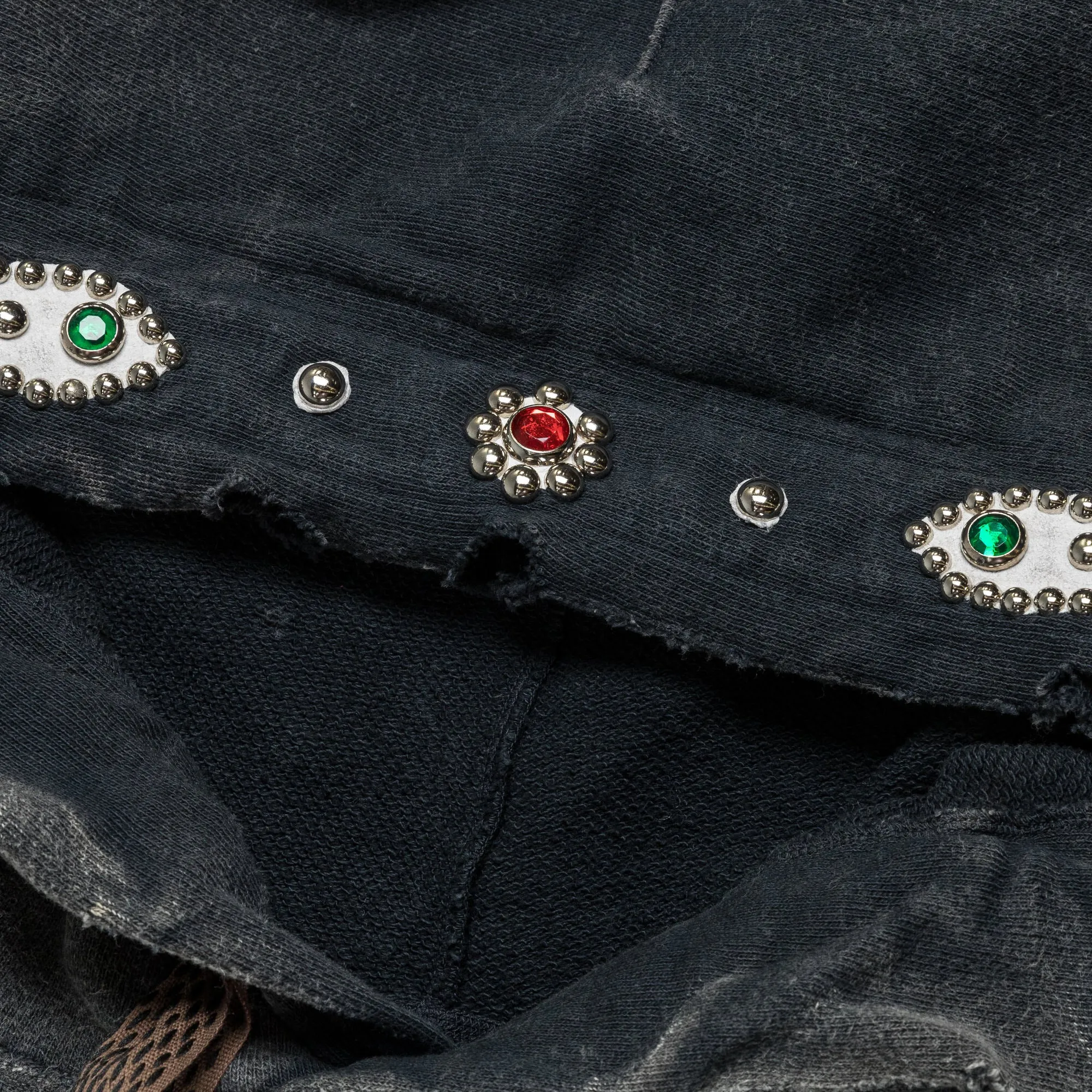 SWT Knit THRILLER Damaged DEVIL Hoodie (STUDS) - Black