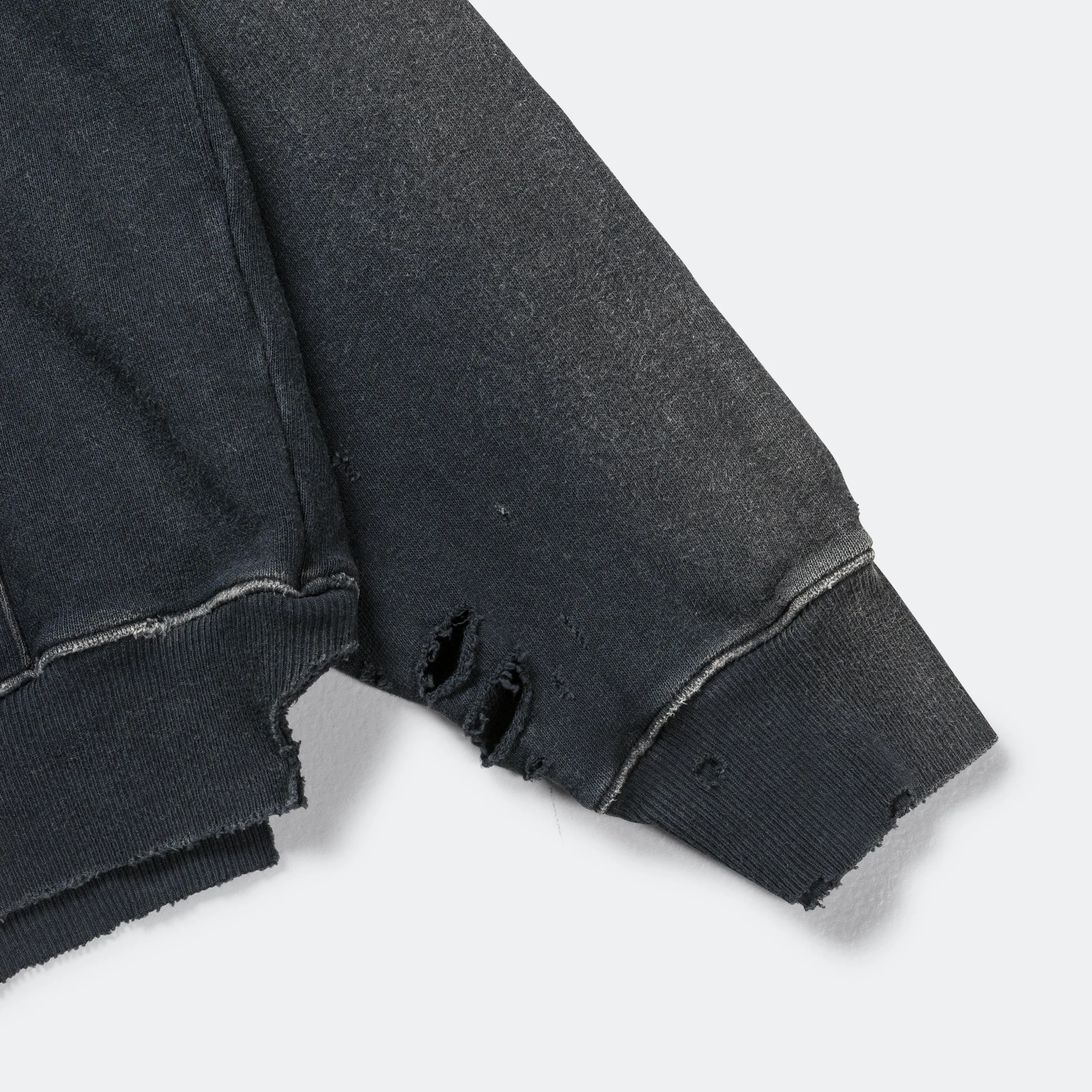 SWT Knit THRILLER Damaged Hoodie (STUDS) - Black