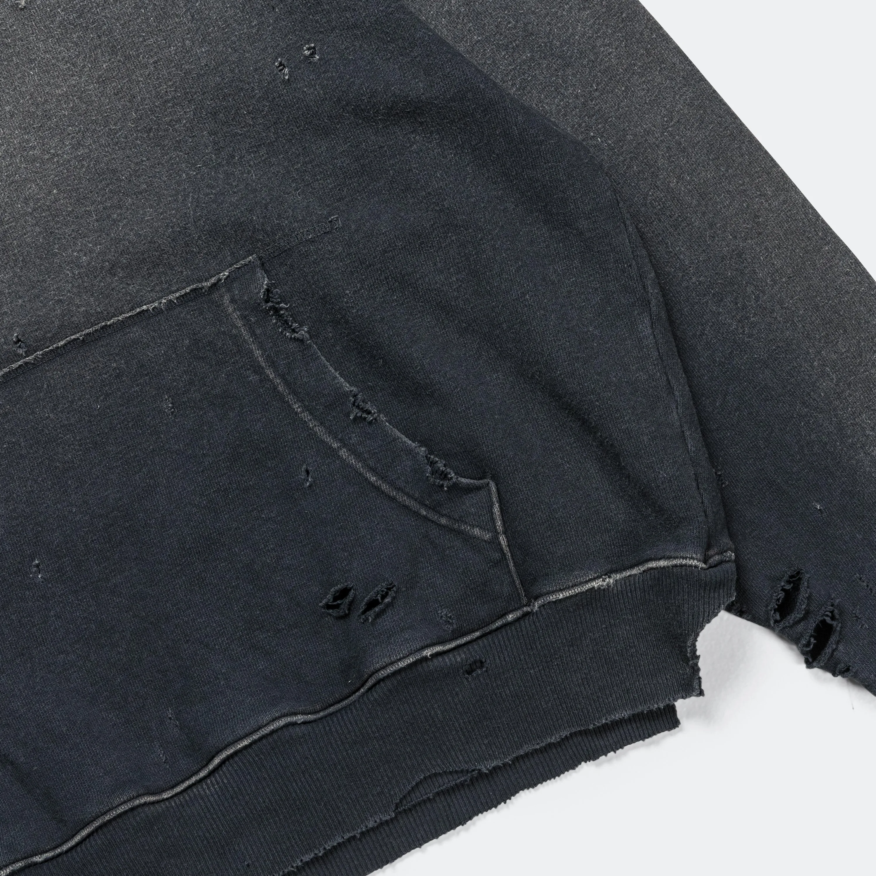SWT Knit THRILLER Damaged Hoodie (STUDS) - Black