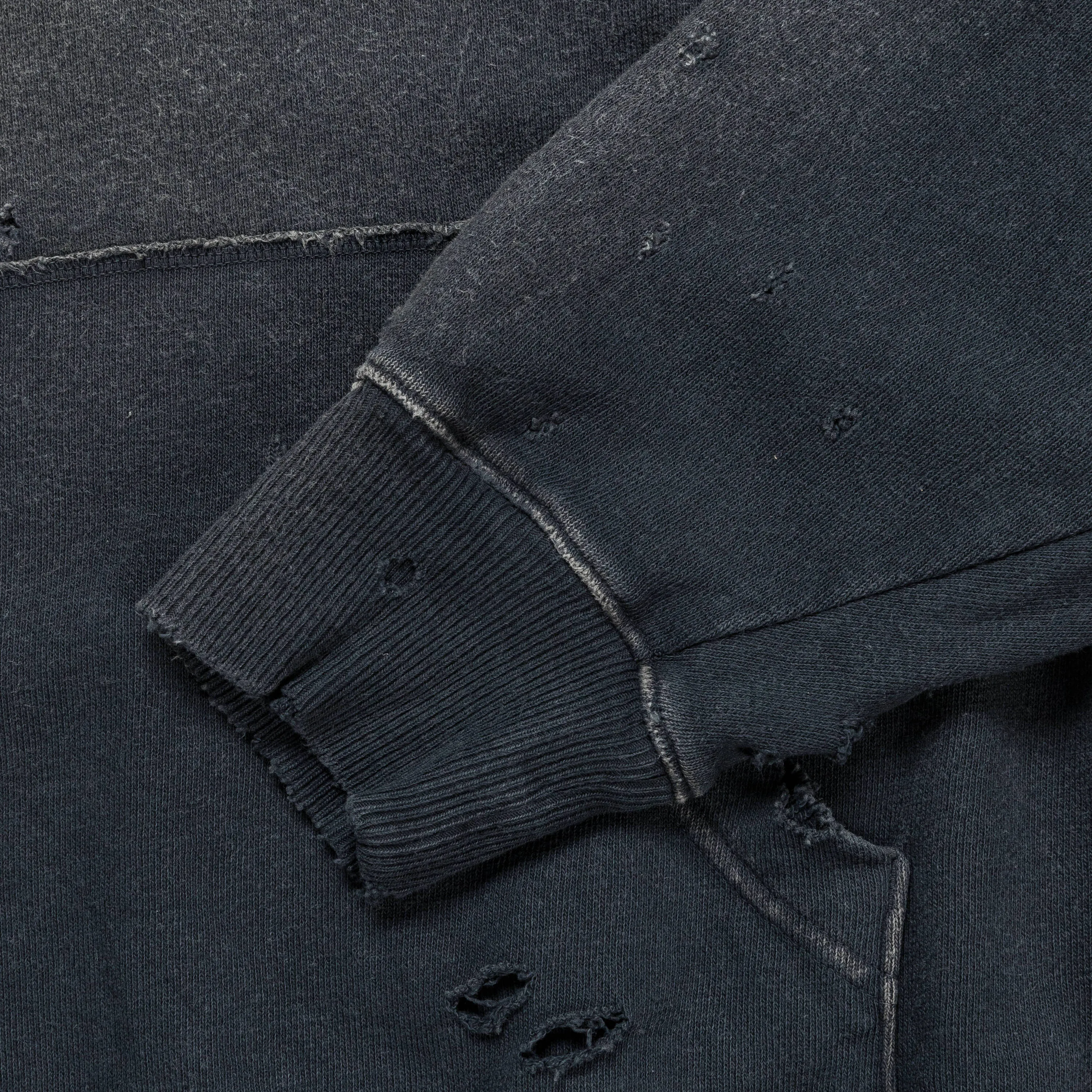 SWT Knit THRILLER Damaged Hoodie (STUDS) - Black