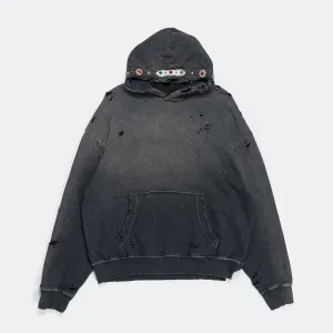 SWT Knit THRILLER Damaged Hoodie (STUDS) - Black