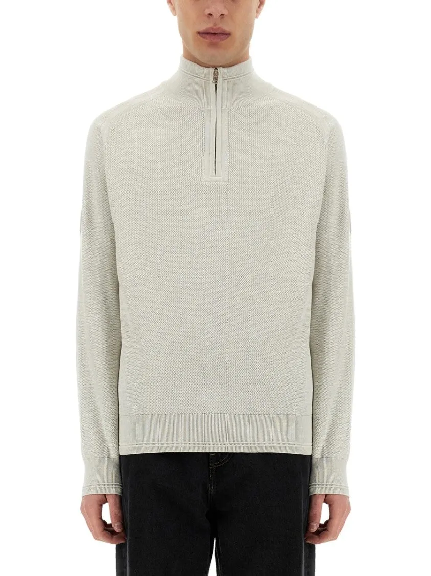 Textured Cotton Shirt With High Collar